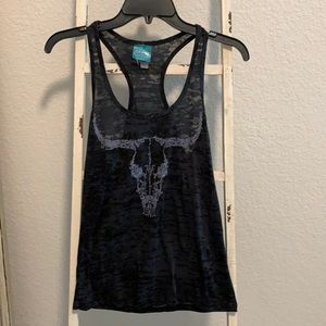 Navy Cow Skull Tank